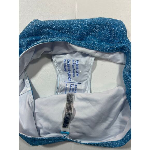 PINK 3 Piece Swim Size L Large Blue Shimmer NWOT Summer Swim Bathing Suit - Picture 9 of 10